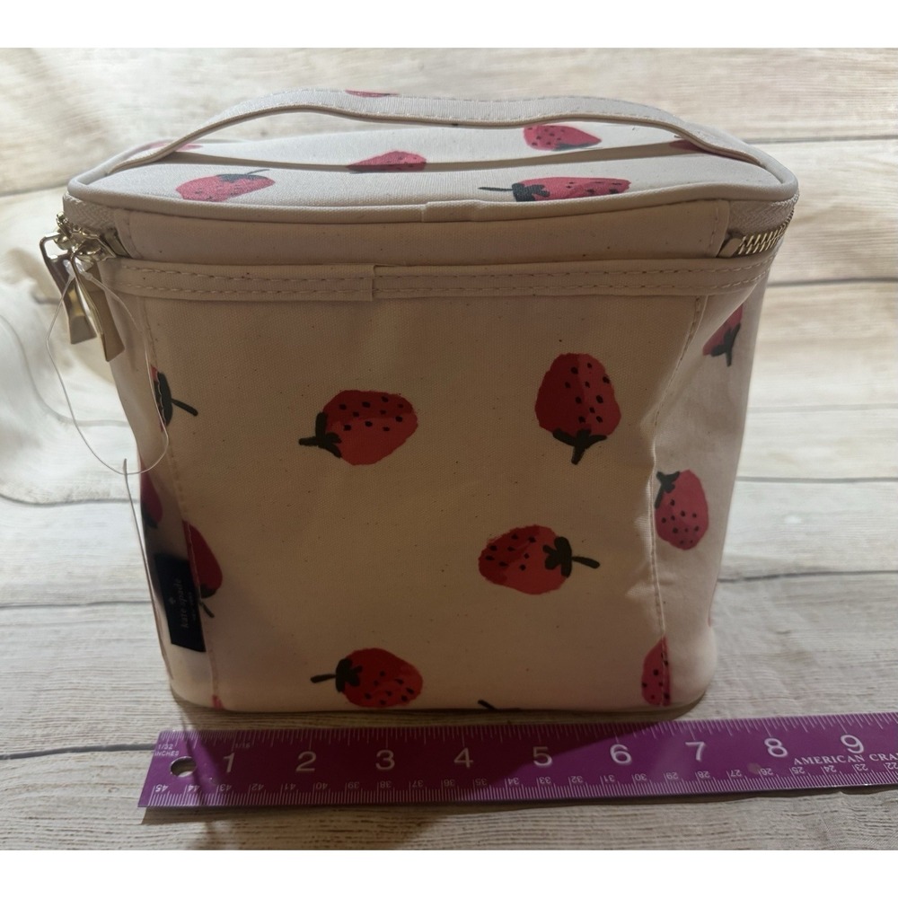 Kate Spade Just Desserts Strawberry Print Lunch / Makeup Bag Tote 10"x6" NWT GTH - Picture 3 of 6